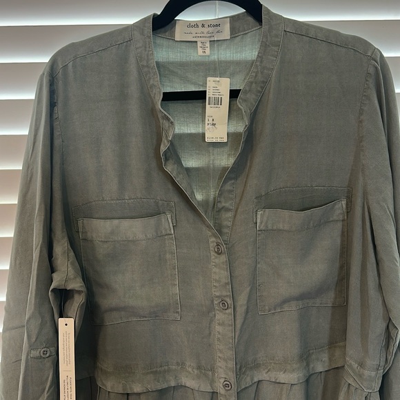 NWT-Anthropologie -Cloth and stone-Size-1X-Gray Button-Down Dress- - Picture 12 of 16